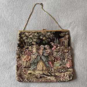 Free People Tapestry Clutch with Gold Chain